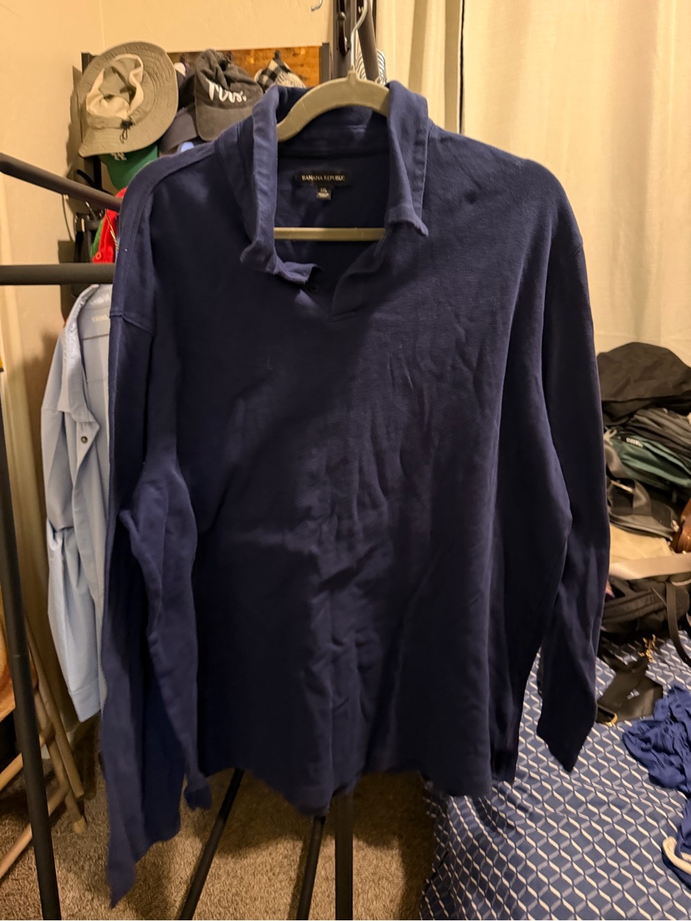 Banana Republic Men's Long-Sleeve Polo — Deep Navy